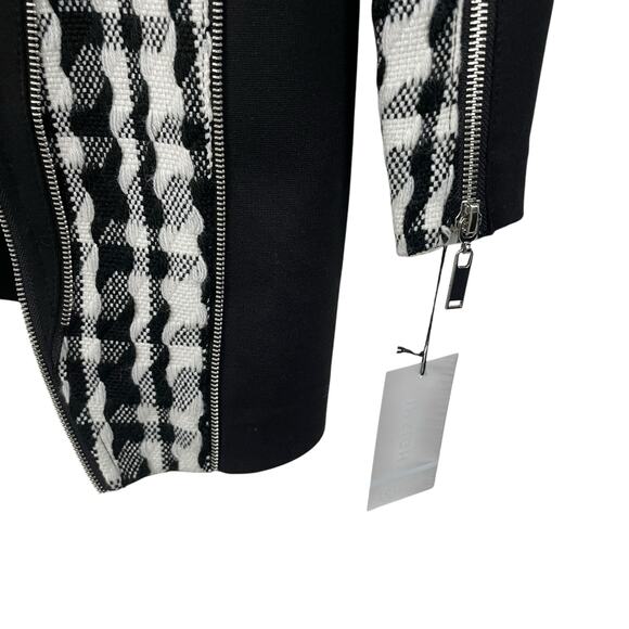 NWT Insight New York Zipper Accent Black White Houndstooth Jacket Womens 2 - Picture 2 of 7